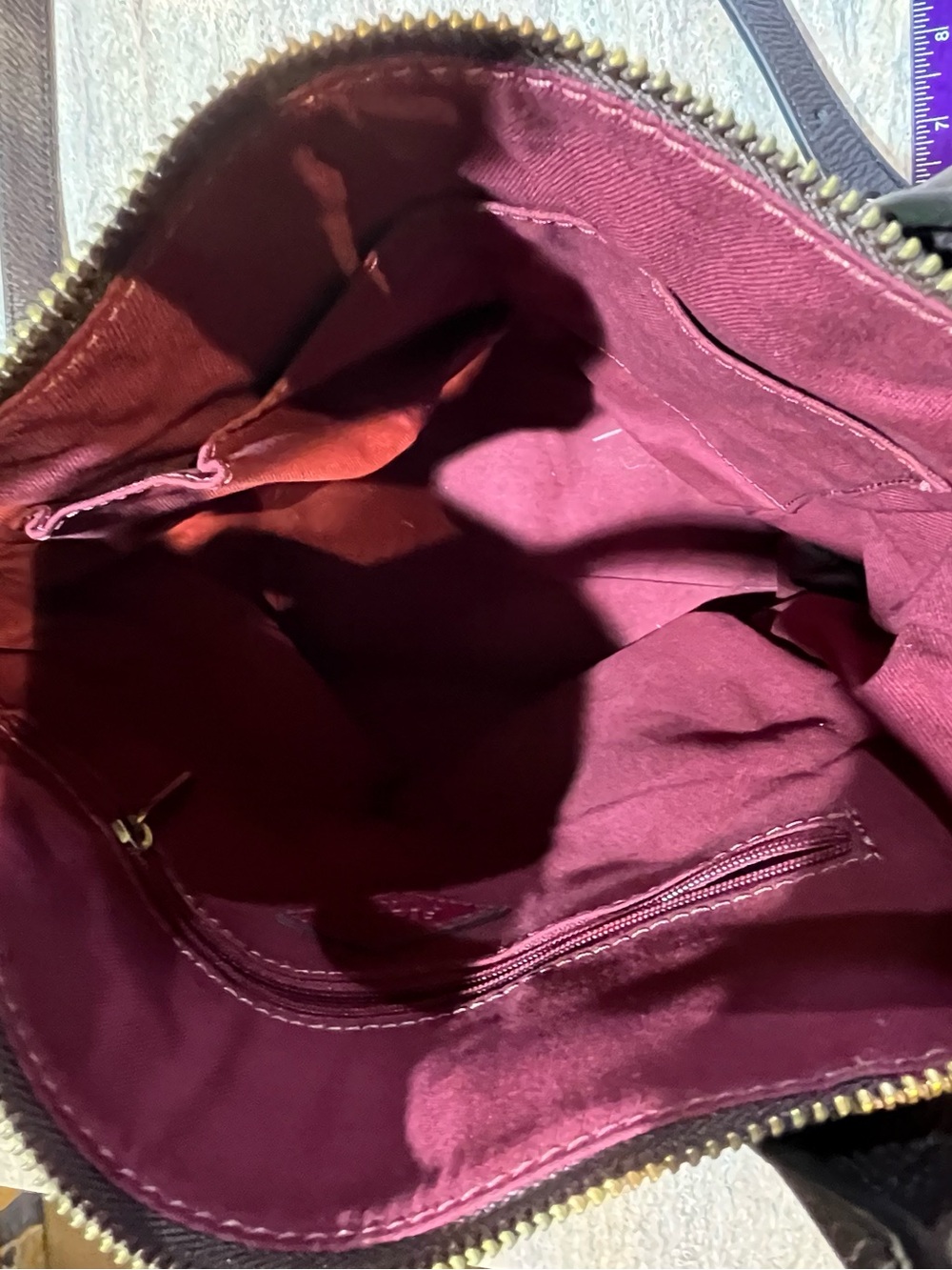 Fossil Emerson Burgundy, Brown Leather Shoulder Crossbody Bag EUC - Picture 9 of 16